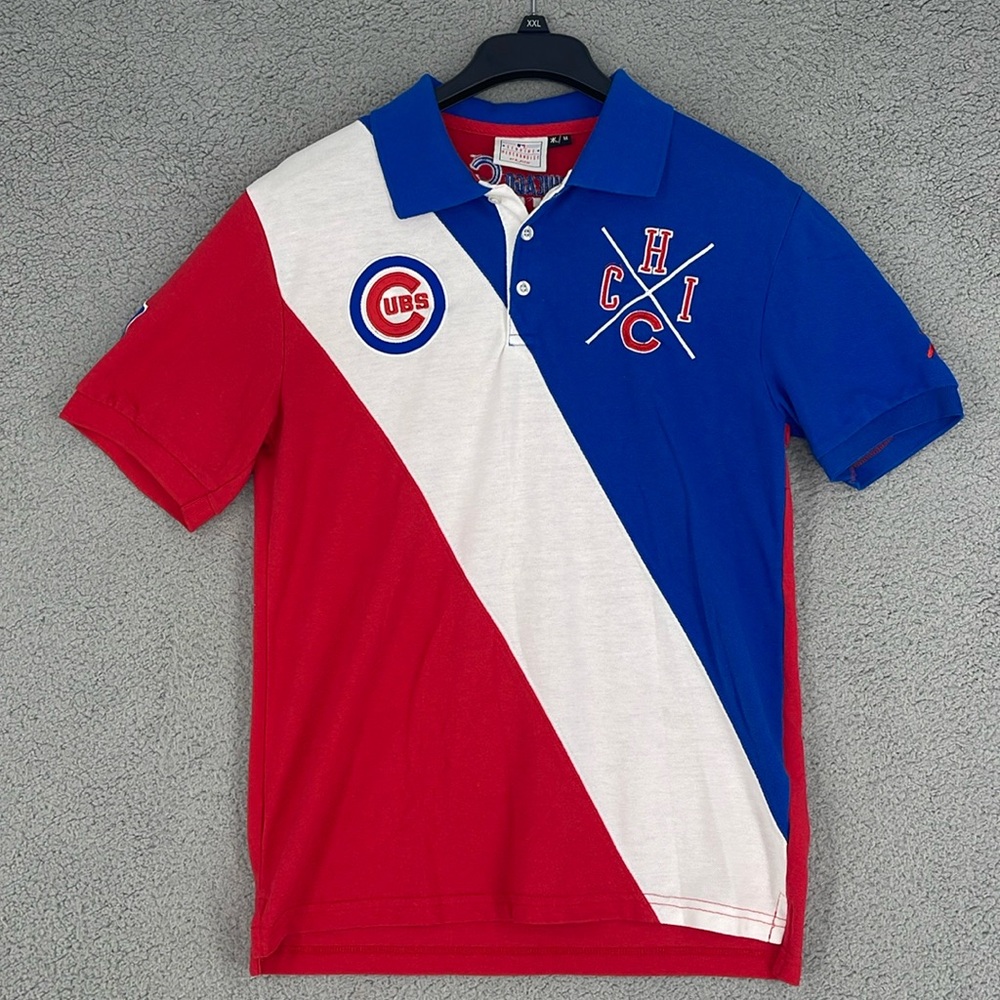 Chicago Cubs red white blue short sleeve shirt men’s medium pullover MLB polo